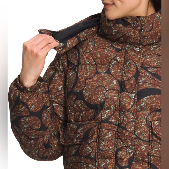 NWT The North Face Retro 71 Sierra Black/Brown Printed Short Down Jacket - M - Picture 3 of 10